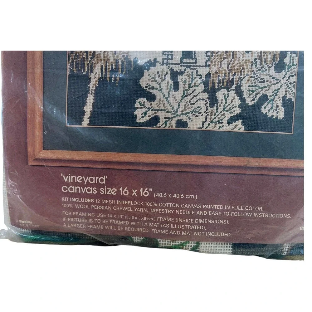 Vintage Bucilla‎ Vineyard Kit No 4236 Persian Crewel Wool Needlepoint 16 x 16
